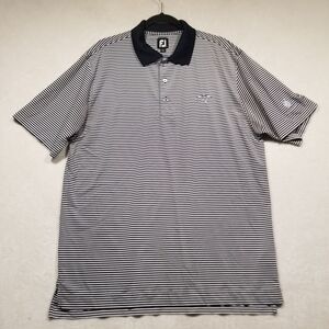 FOOT JOY FJ Mens Size L Navy Blue White Striped Short Sleeve Polo Shirt Golf